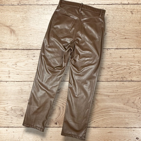 ABERCROMBIE & FITCH 90s Straight High Rise Vegan Leather Brown Pants Size 10/30 - Picture 9 of 12